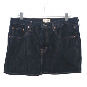 Dark Wash Denim Mini Skirt Women's 16R Blue Jean Button Fly 5-Pocket School Fall